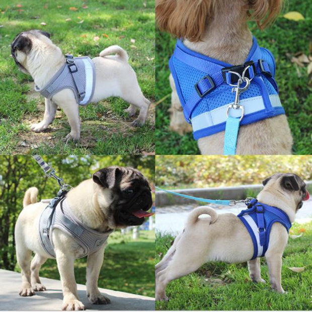 Adjustable Mesh Vest Dog Harness Collar