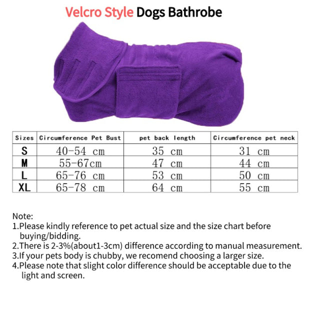 Dog Bathrobe Drying Coat Absorbent Towel